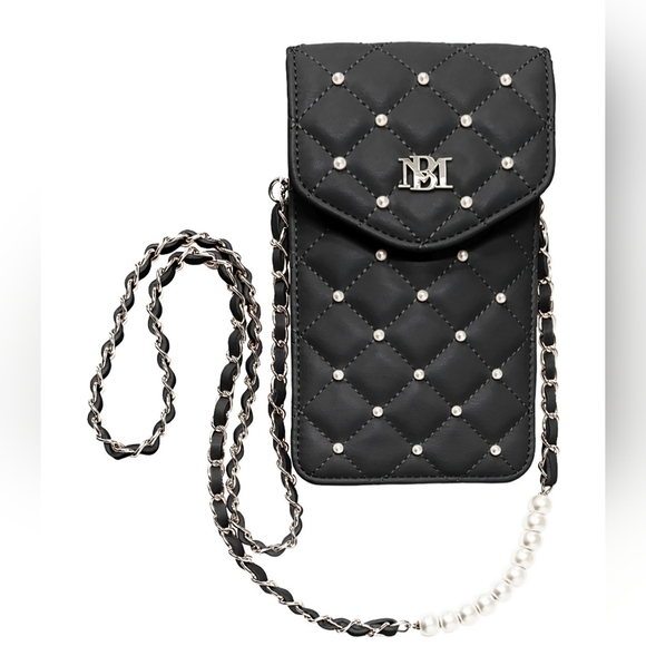 Badgley Mischka Phone Case with Pearl Straps- NWT - Black - Picture 2 of 6